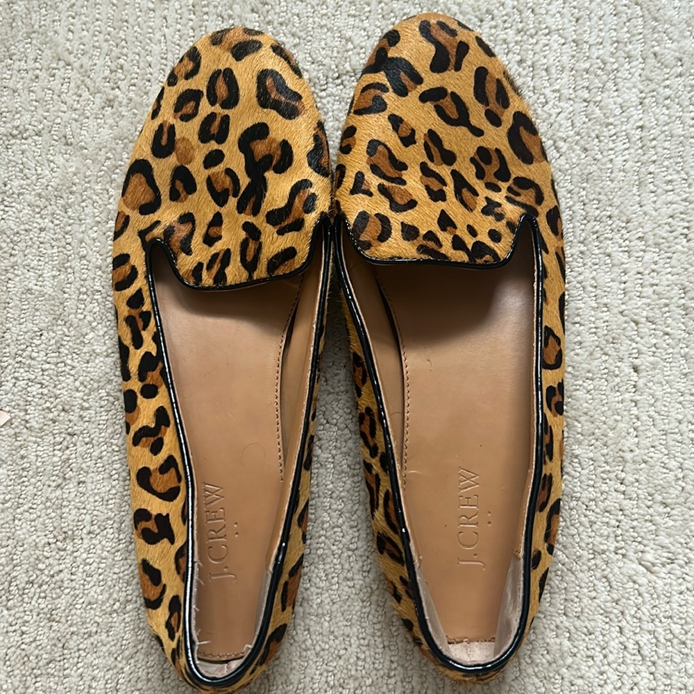J. Crew Leopard Calf hair Loafers